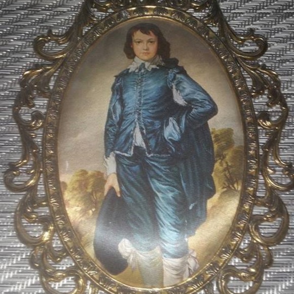 Vintage Other - Old Vintage Blue Boy Metal Pictorial Wall Picture Hang